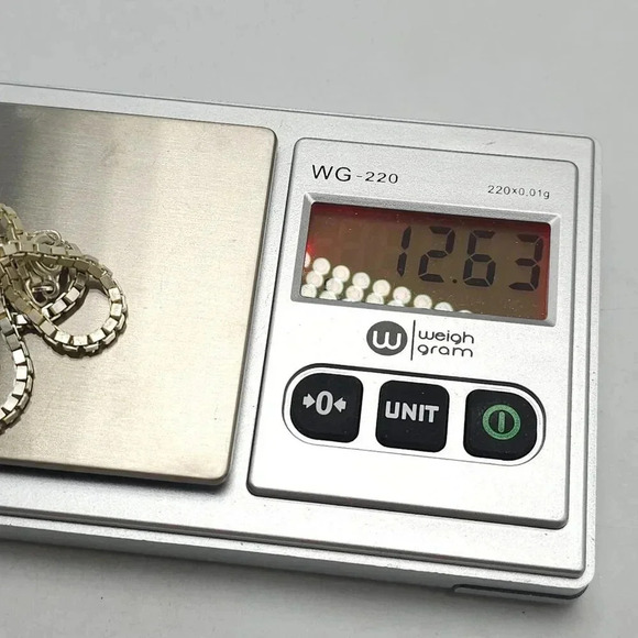 Sterling Silver Box Chain Necklace 15" With Spring Ring Clasp Vintage 12.6g - Picture 5 of 6